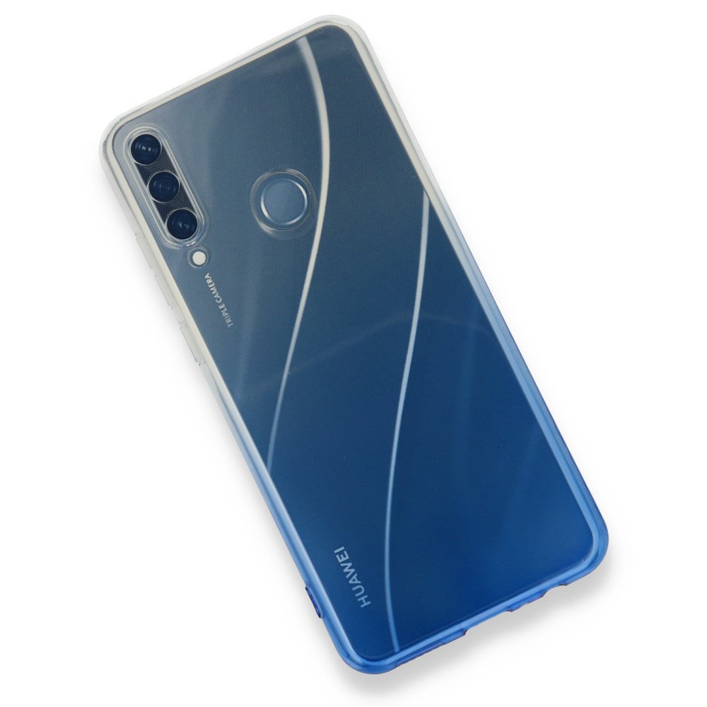 Huawei Y6P Kılıf Lüx Çift Renkli Silikon - Mavi  Huawei Y6P Kılıf Lüx Çift Renkli Silikon - Mavi