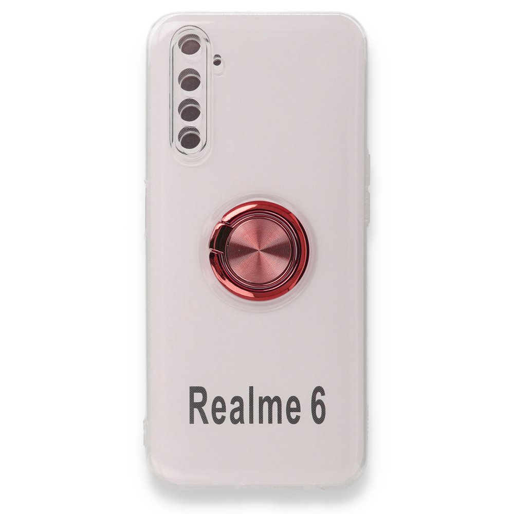  Realme 6 Kılıf Gros Yüzüklü Silikon - Kırmızı