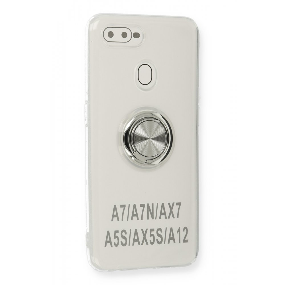  Oppo A12 Kılıf Gros Yüzüklü Silikon - Gümüş