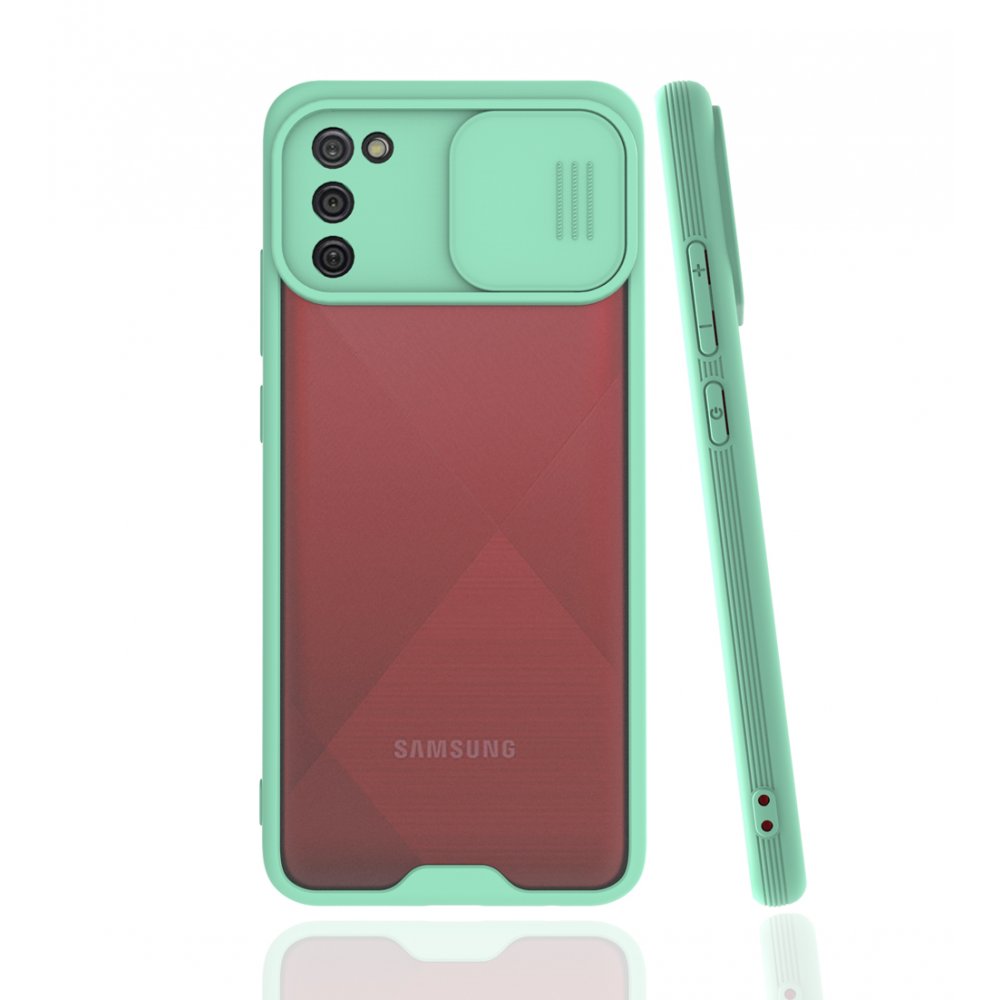  Samsung Galaxy A02S Kılıf Platin Kamera Koruma Silikon - Açık Yeşil