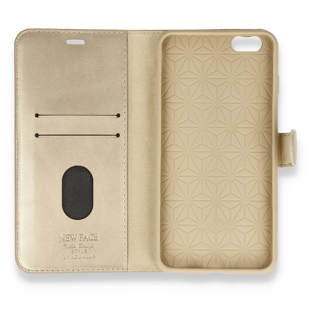 iPhone 6 Plus Kılıf Trend S Plus Kapaklı Kılıf - Gold