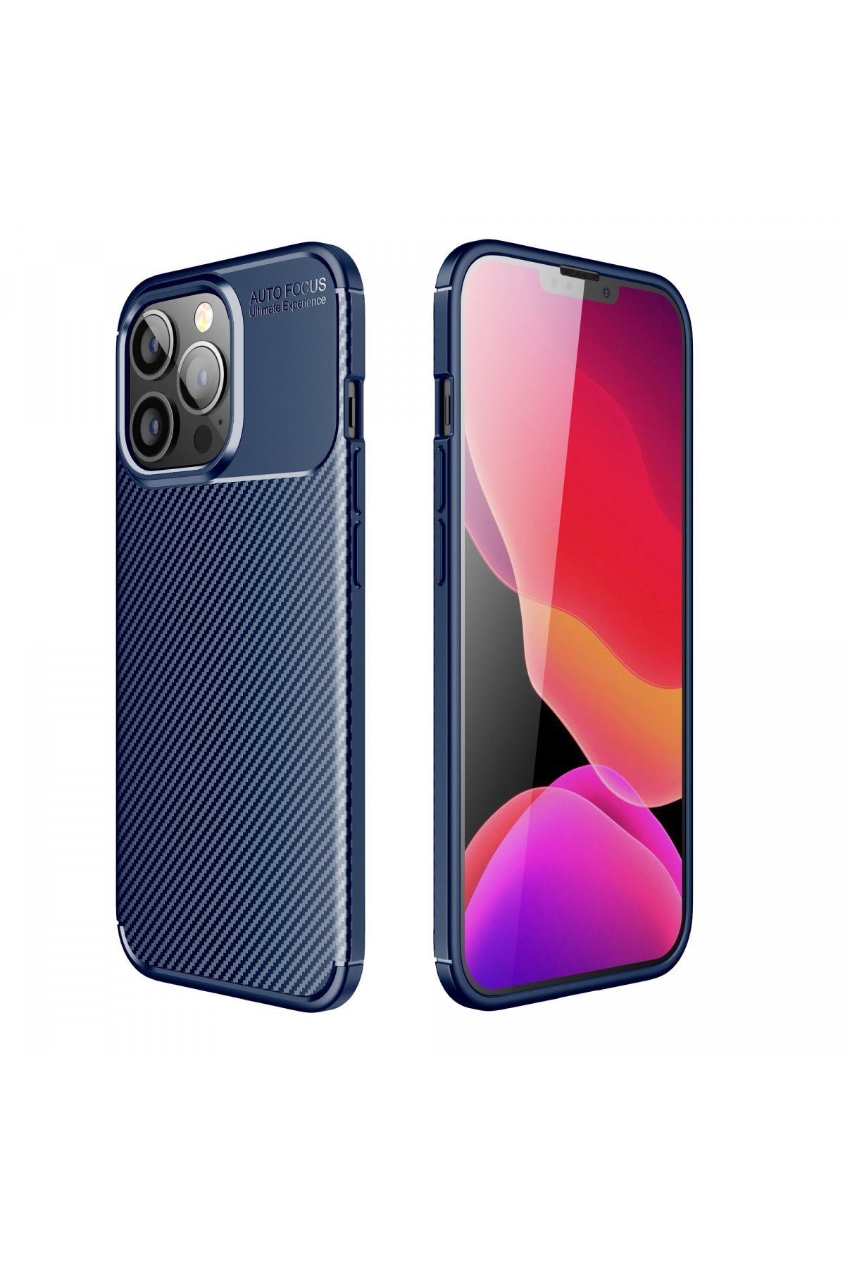 iPhone 13 Pro Max Kılıf Auto Focus Karbon Kapak - Lacivert  iPhone 13 Pro Max Kılıf Auto Focus Karbon Kapak - Lacivert