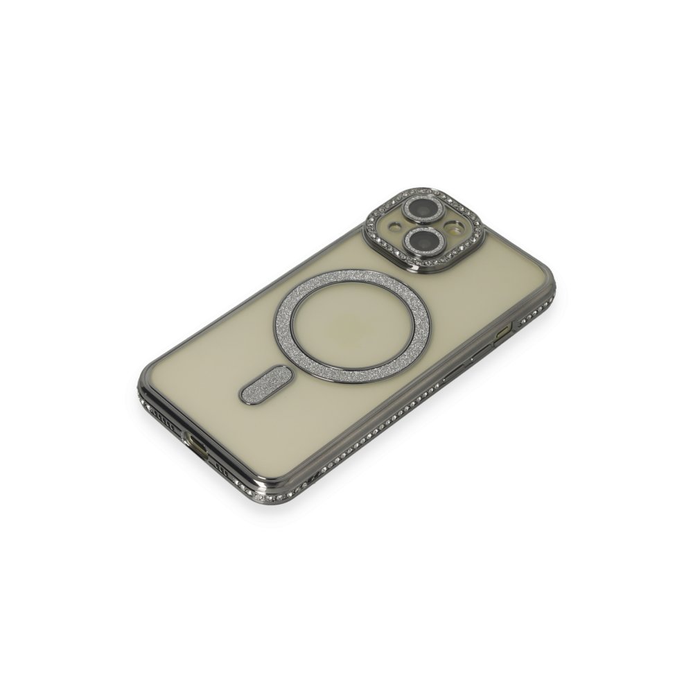 iPhone 15 Kılıf Joke Simli Magneticsafe Kılıf - Gri  iPhone 15 Kılıf Joke Simli Magneticsafe Kılıf - Gri