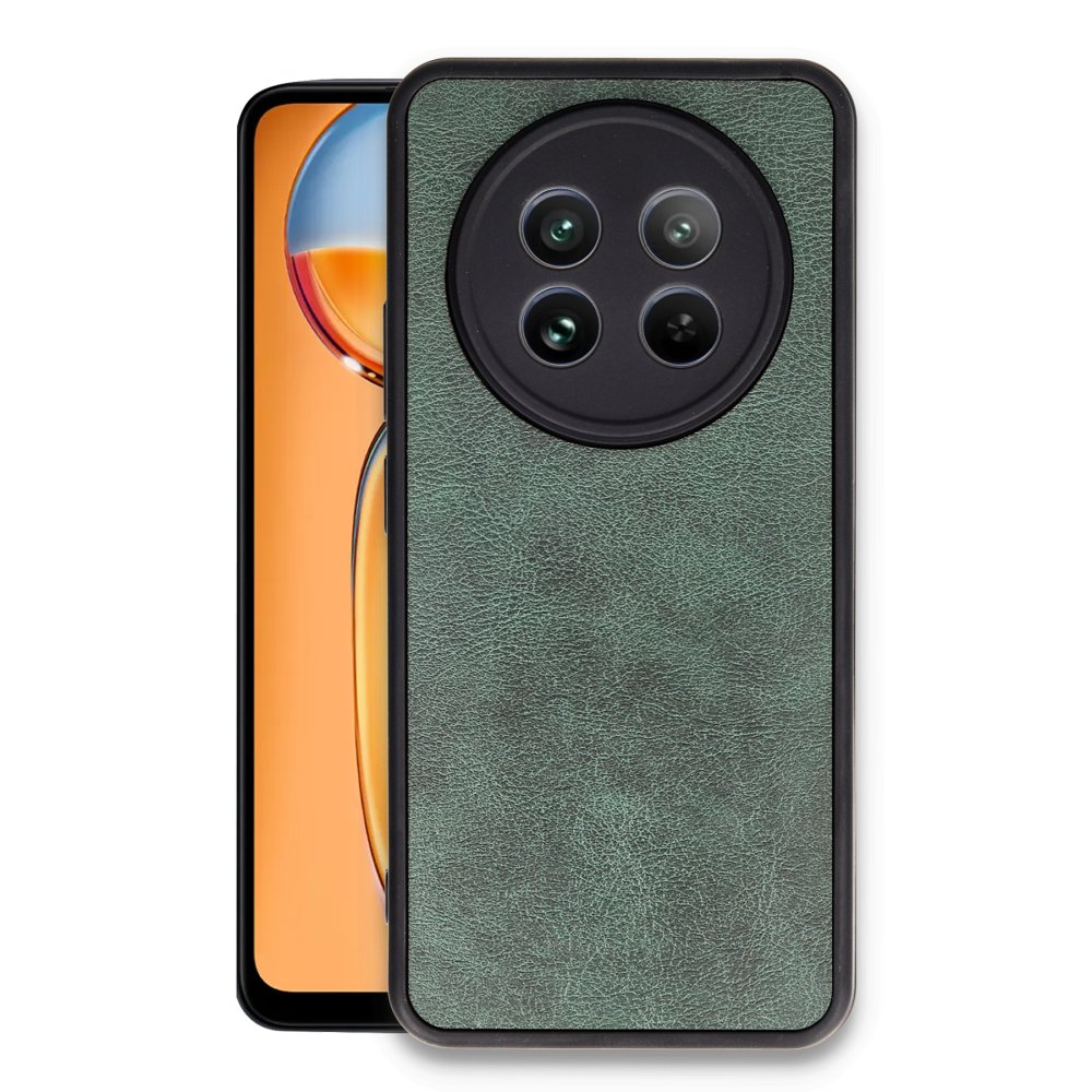Realme 12 5G Kılıf Aras Deri Kapak - Koyu Yeşil Realme 12 5G Kılıf Aras Deri Kapak - Koyu Yeşil