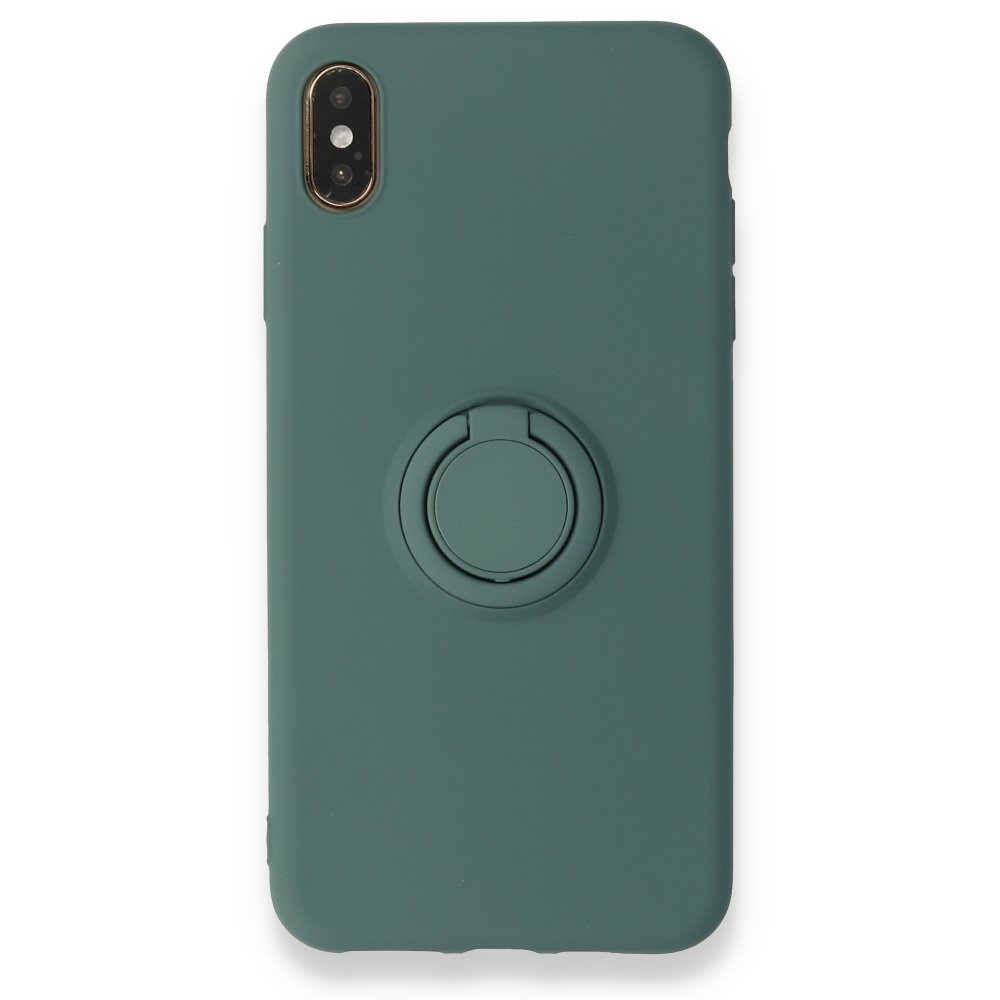 iPhone XS Max Kılıf Viktor Yüzüklü Silikon - Koyu Yeşil iPhone XS Max Kılıf Viktor Yüzüklü Silikon - Koyu Yeşil