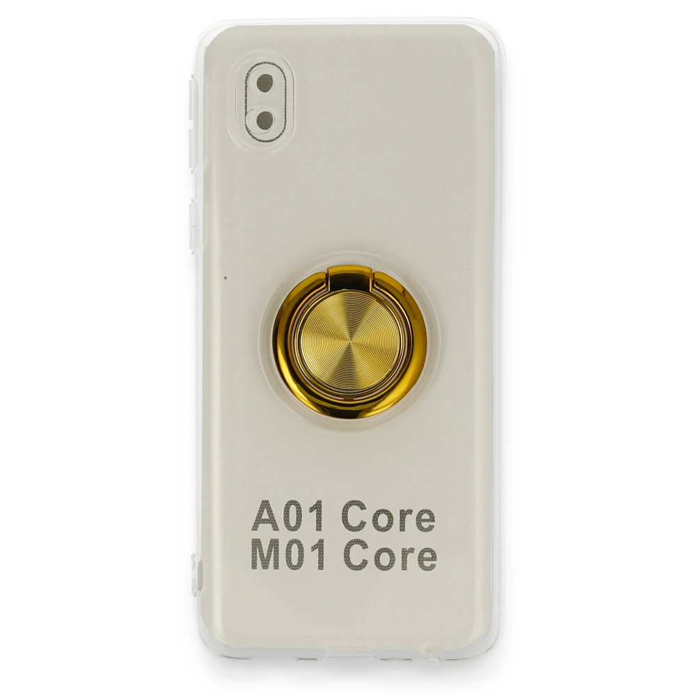  Samsung Galaxy A01 Core Kılıf Gros Yüzüklü Silikon - Gold