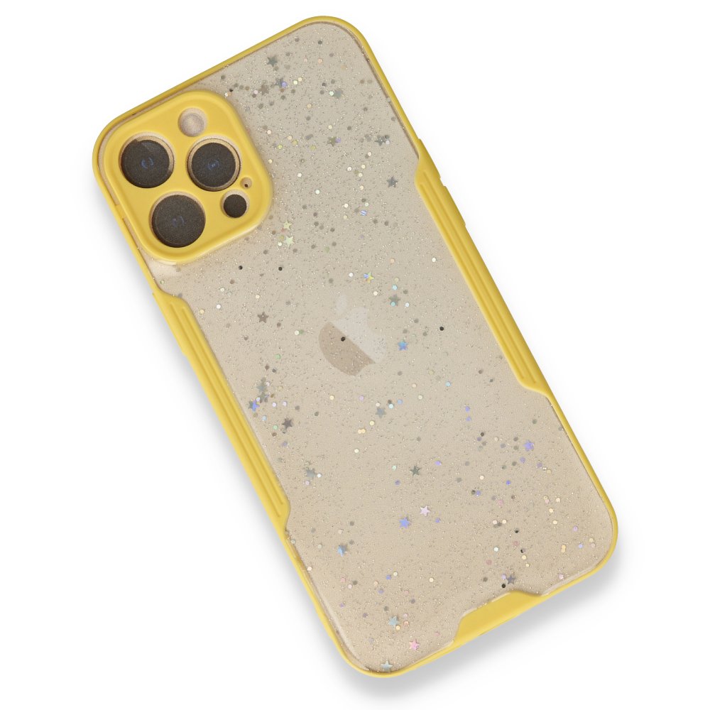  iPhone 12 Pro Max Kılıf Platin Simli Silikon - Sarı