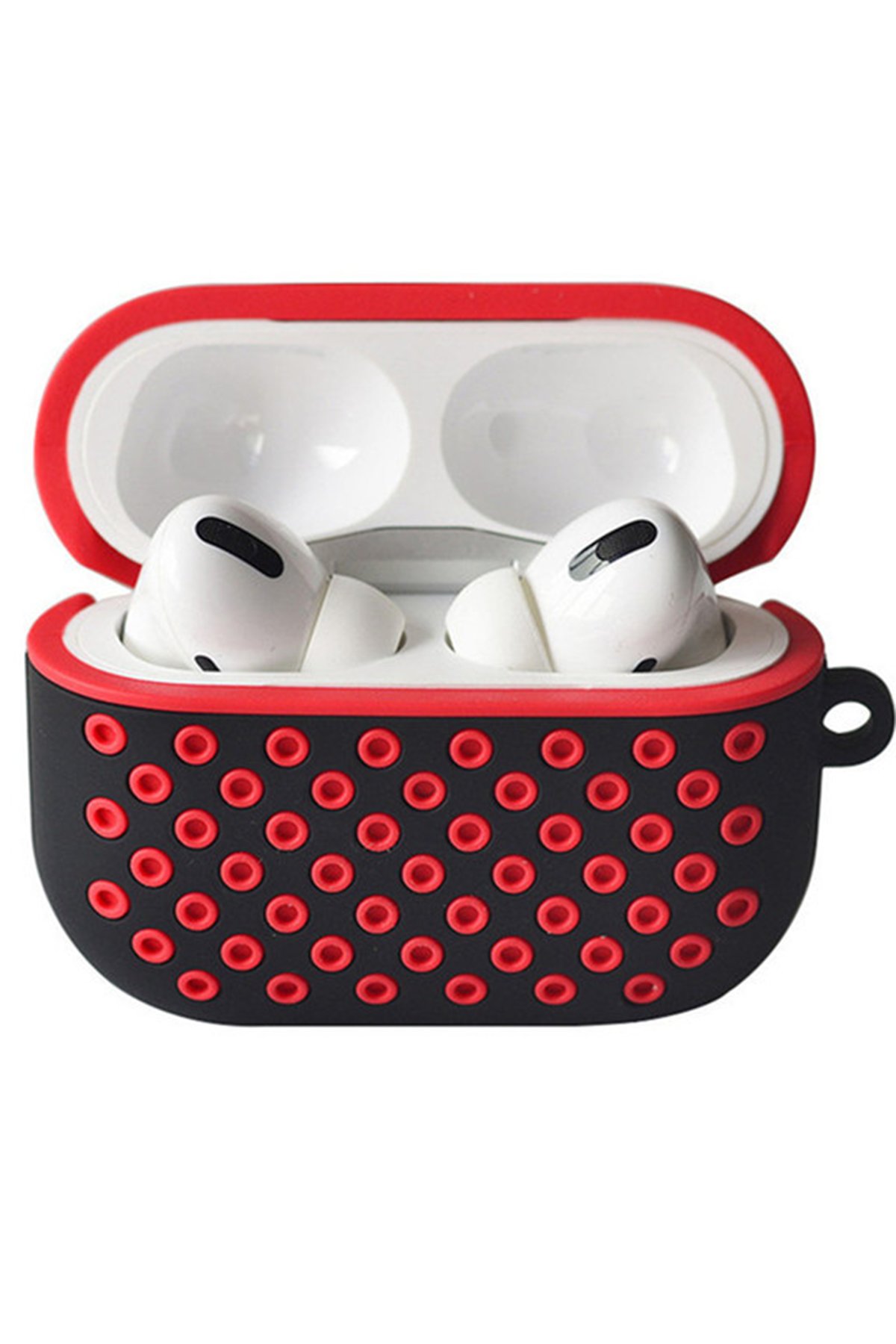  Airpods Pro 2 (2.nesil) Spor Delikli Kılıf - Siyah-Kırmızı