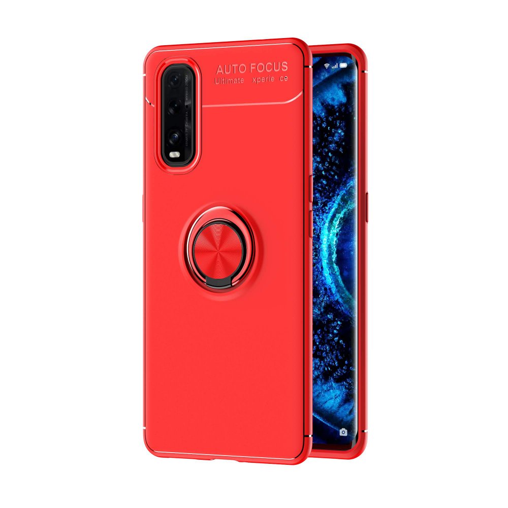 Oppo Find X2 Kılıf Range Yüzüklü Silikon - Kırmızı Oppo Find X2 Kılıf Range Yüzüklü Silikon - Kırmızı