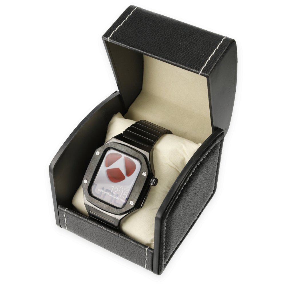 Apple Watch 45mm KR409 Metal Kordon - Siyah Apple Watch 45mm KR409 Metal Kordon - Siyah
