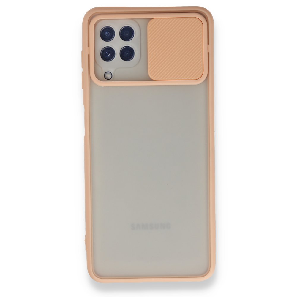 Samsung Galaxy A22 Kılıf Palm Buzlu Kamera Sürgülü Silikon - Pembe