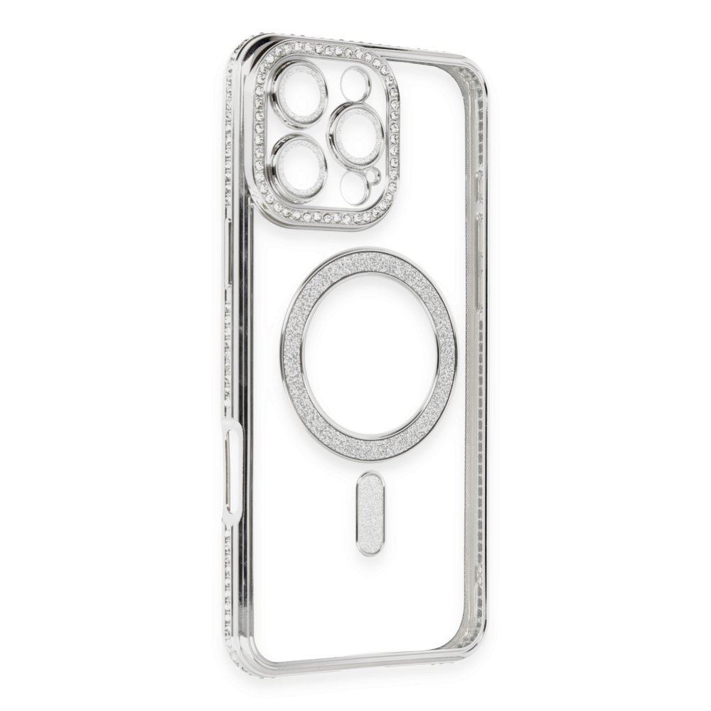 iPhone 16 Pro Kılıf Joke Simli Magneticsafe Kılıf - Gümüş  iPhone 16 Pro Kılıf Joke Simli Magneticsafe Kılıf - Gümüş