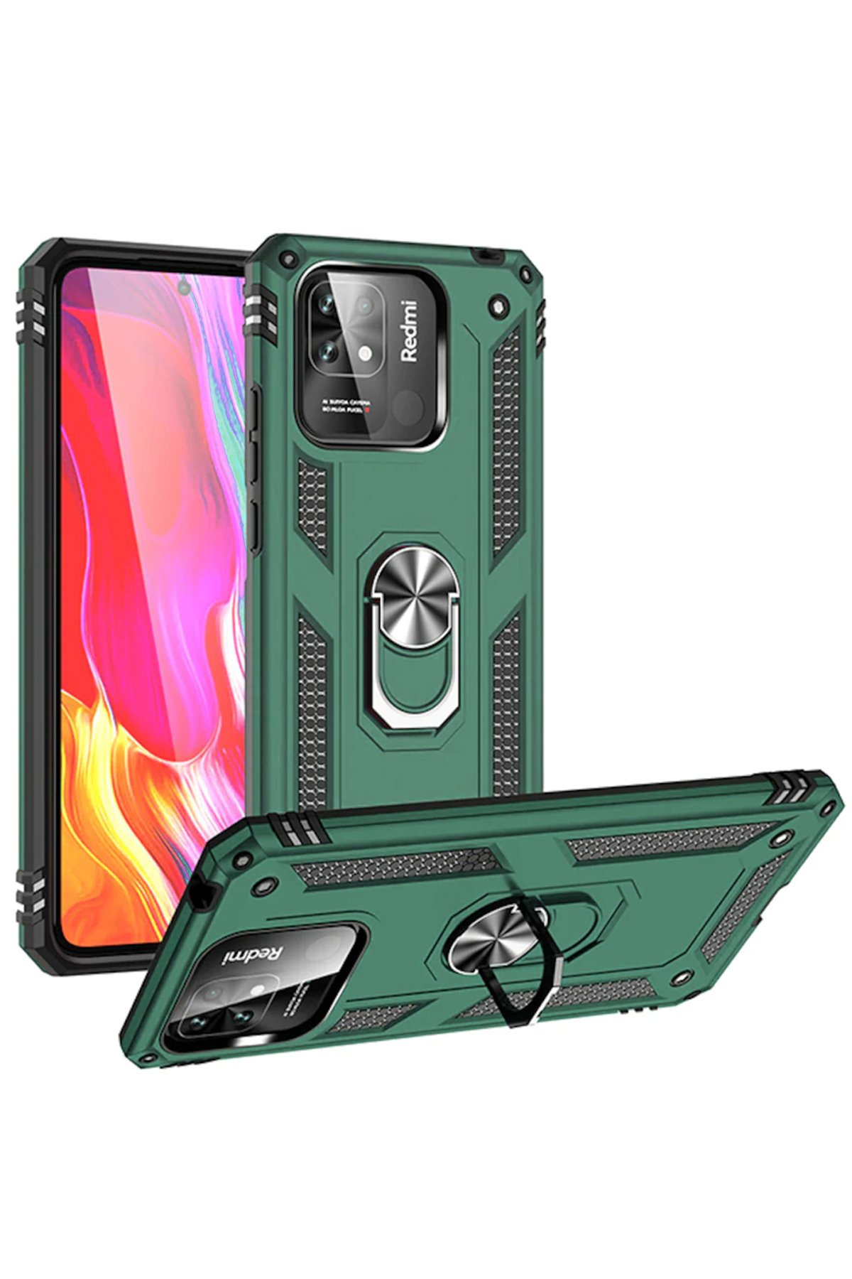 Redmi 10C Kılıf Sofya Yüzüklü Silikon Kapak - Yeşil Redmi 10C Kılıf Sofya Yüzüklü Silikon Kapak - Yeşil