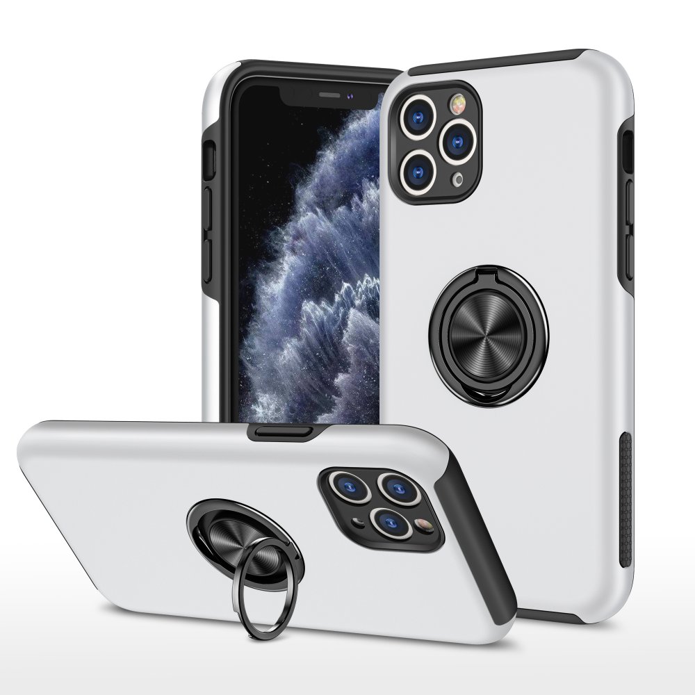  iPhone 11 Pro Kılıf Elit Yüzüklü Kapak - Gümüş