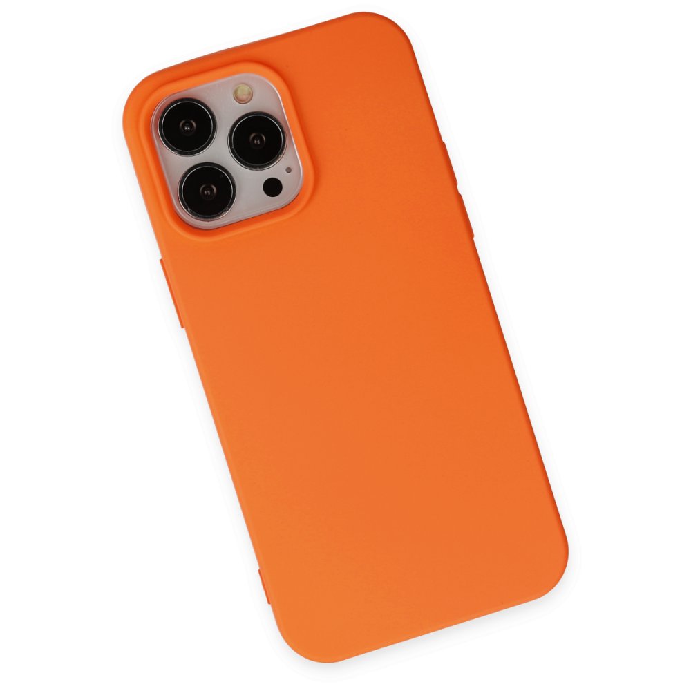 iPhone 15 Pro Kılıf Nano içi Kadife Silikon - Turuncu iPhone 15 Pro Kılıf Nano içi Kadife Silikon - Turuncu