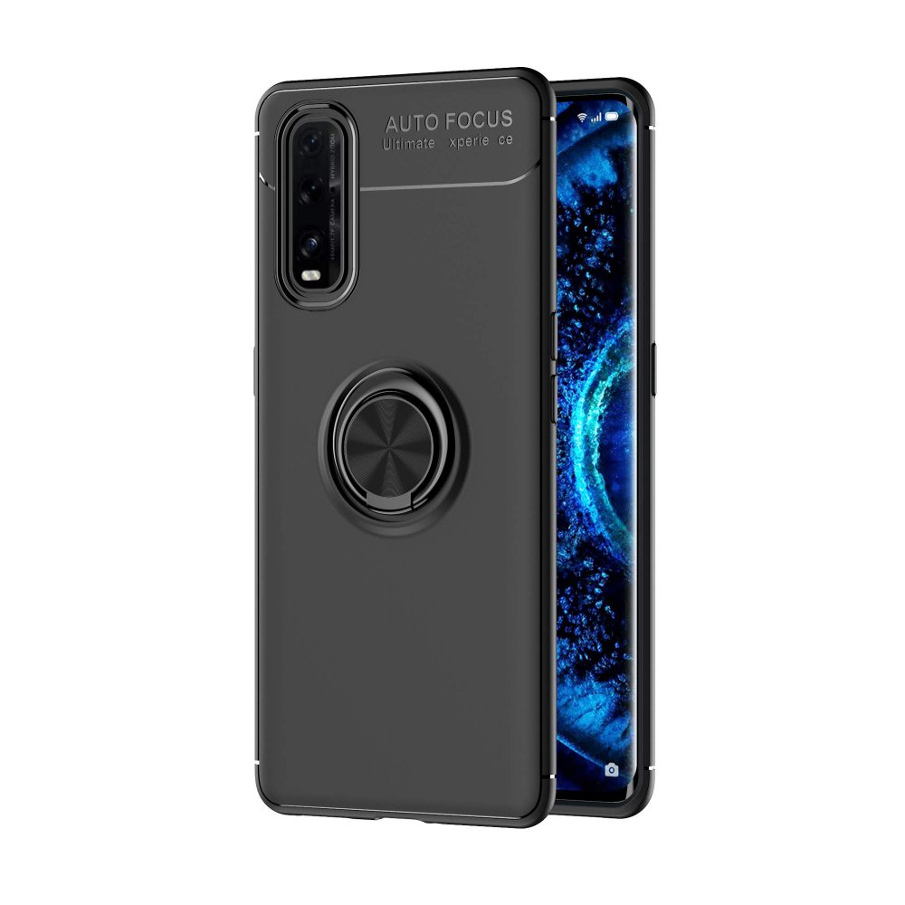  Oppo Find X2 Kılıf Range Yüzüklü Silikon - Siyah