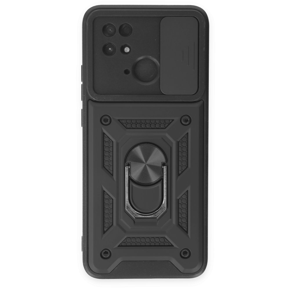 Redmi 10C Kılıf Pars Lens Yüzüklü Silikon - Siyah