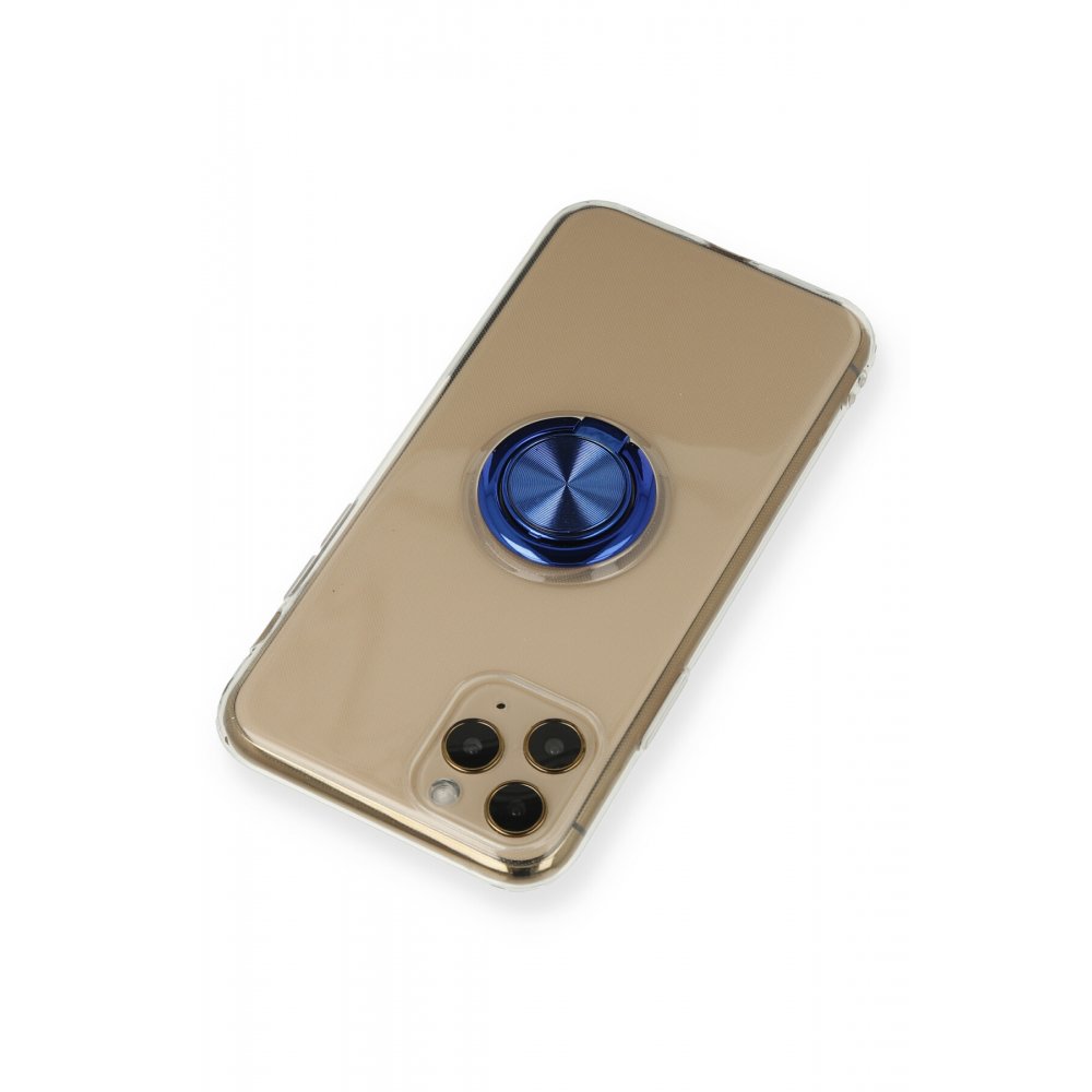  iPhone 11 Pro Kılıf Gros Yüzüklü Silikon - Mavi