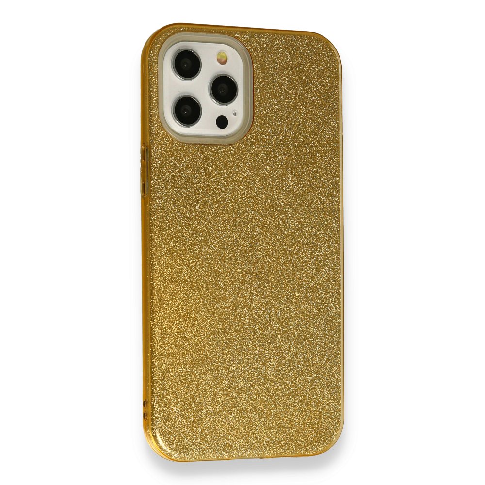  iPhone 12 Pro Kılıf Simli Katmanlı Silikon - Gold