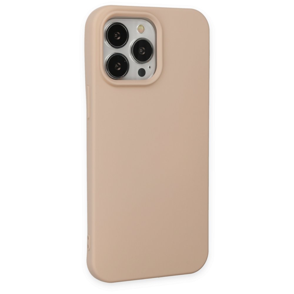  iPhone 15 Pro Kılıf Nano içi Kadife Silikon - Pudra