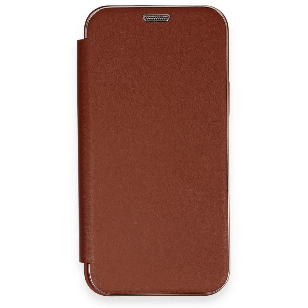  iPhone 12 Pro Kılıf Dolpin Kapaklı - Kahverengi