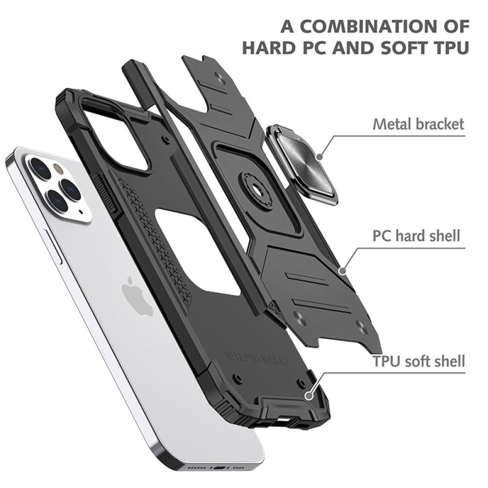  iPhone 13 Pro Max Kılıf Zegna Yüzüklü Silikon Kapak - Siyah