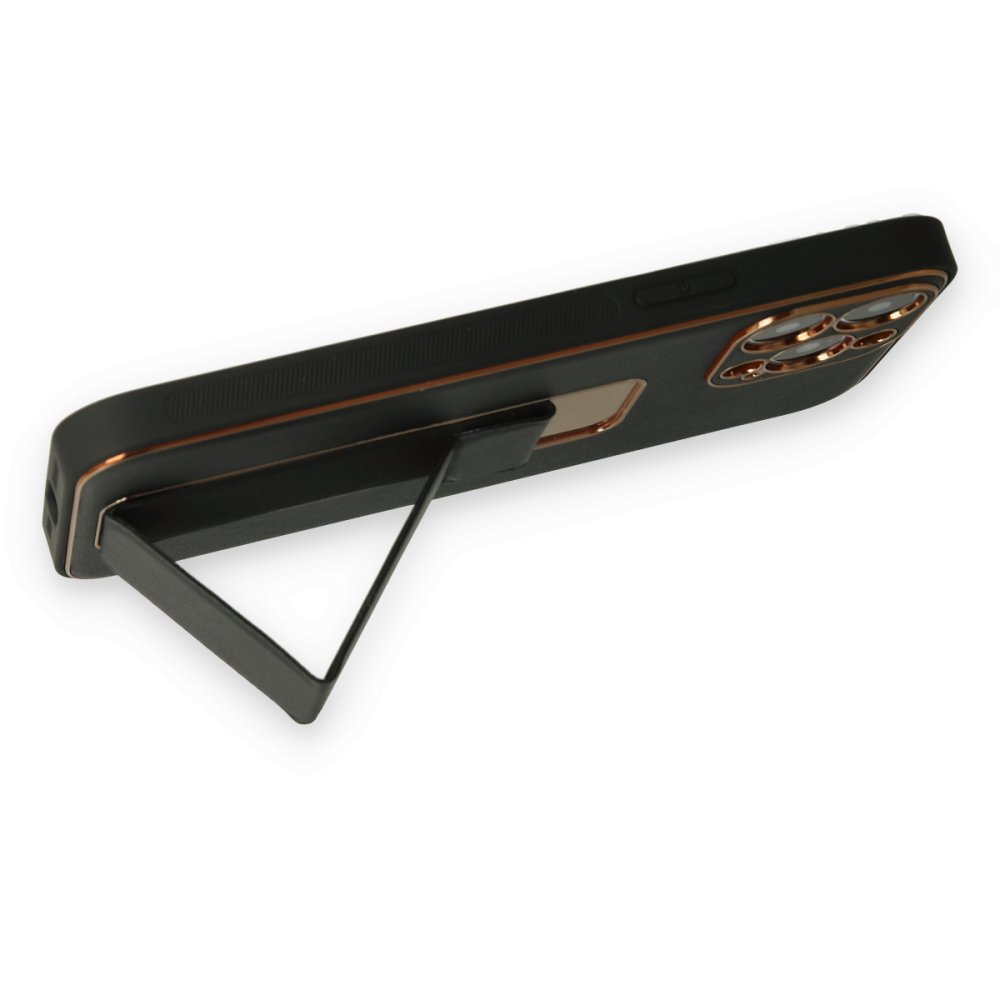 iPhone 14 Pro Kılıf Coco Deri Standlı Kapak - Siyah  iPhone 14 Pro Kılıf Coco Deri Standlı Kapak - Siyah