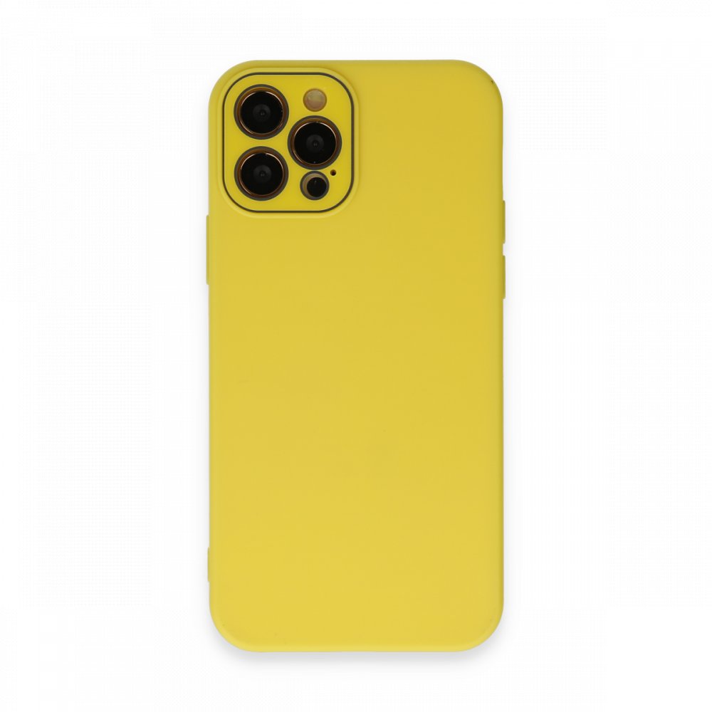  iPhone 12 Pro Max Kılıf Lansman Glass Kapak - Sarı
