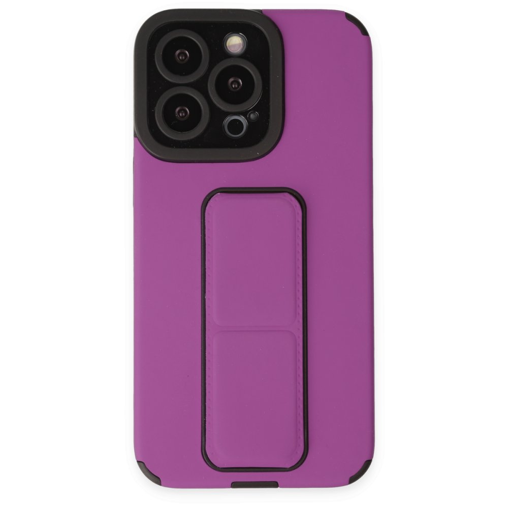 iPhone 13 Pro Max Kılıf Mega Standlı Silikon - Mor  iPhone 13 Pro Max Kılıf Mega Standlı Silikon - Mor