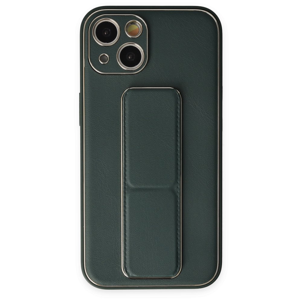  iPhone 14 Plus Kılıf Coco Deri Standlı Kapak - Yeşil